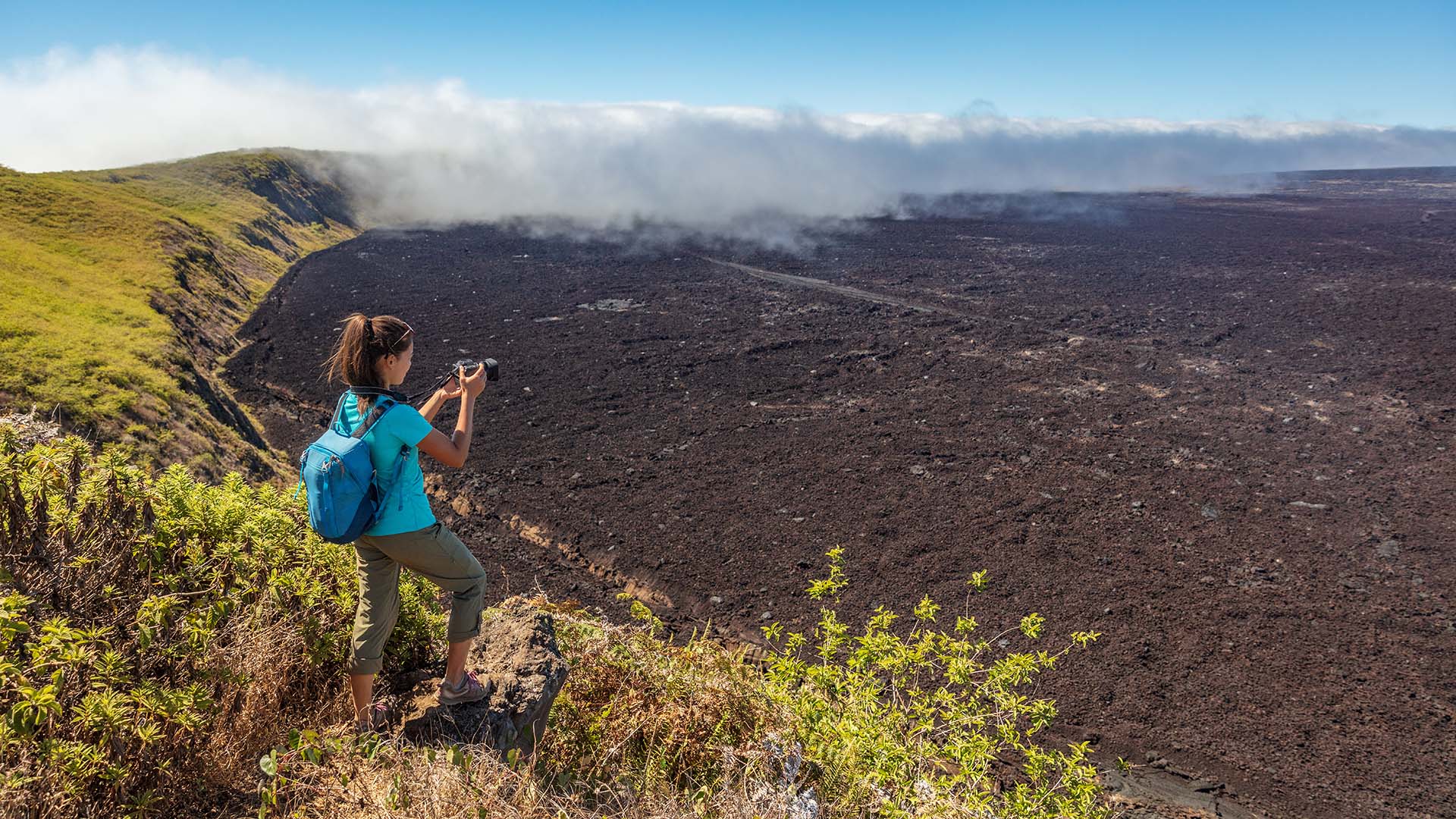 teenagers enjoying the Galapagos islands nature with family
